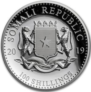 Somalia / Silver Ounce 2019 African Wildlife - Elephant, High Relief - obverse photo