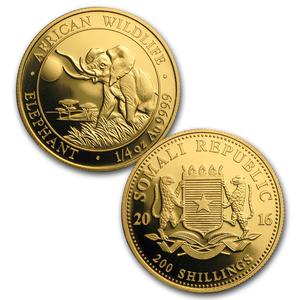 Somalia / Gold Quarter Ounce 2016 African Wildlife - Elephant - reverse photo