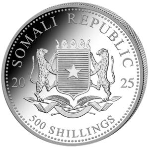 Somalia / Silver Five Ounces 2025 African Wildlife - Elephant - obverse photo