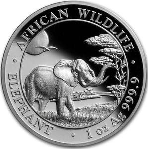 Somalia / Silver Ounce 2019 African Wildlife - Elephant, High Relief - reverse photo