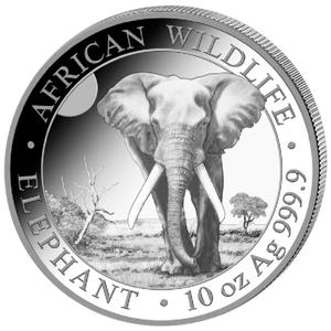 Somalia / Silver Ten Ounces 2025 African Wildlife - Elephant - reverse photo