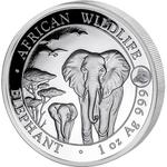 Somalia / Silver Ounce 2015 African Wildlife - Elephant / Goat Privy Mark - reverse photo