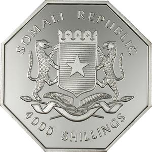 Somalia / Four Thousand Shillings Silver 2005 Zheng He - Giraffe - obverse photo