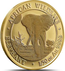 Somalia / Gold Fiftieth-Ounce 2025 African Wildlife - Elephant - reverse photo
