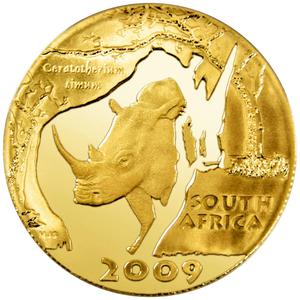 South Africa / Gold Quarter Ounce 2009 Natura - Rhino - reverse photo