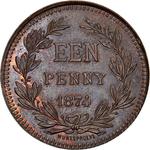 Pattern Penny 1874 Orange Free State: Photo Coin, South Africa, Pattern Penny 1874 Orange Free State / thumbnail