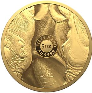 South Africa / Gold Five Ounces 2022 Big Five - Rhino - reverse photo