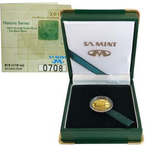 South Africa / Gold Tenth-Ounce 2010 Natura - Rhino - obverse photo