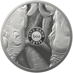 South Africa / Silver Five Ounces 2022 Big Five - Rhino - reverse photo