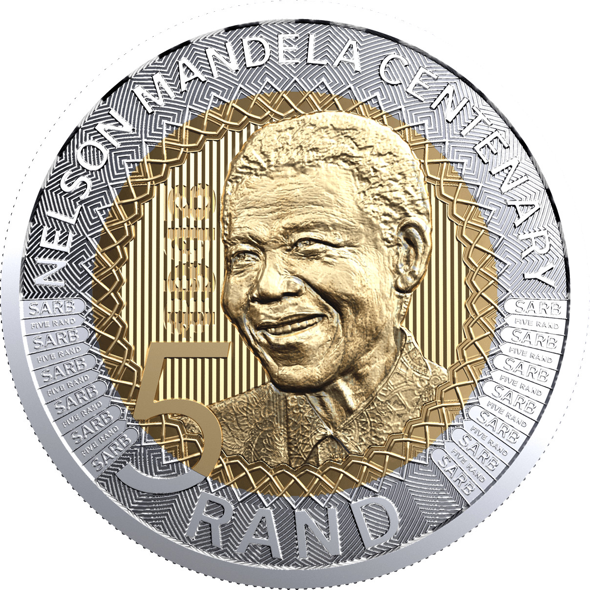 Five Rand 2018 Nelson Mandela Centenary Coin From South Africa 