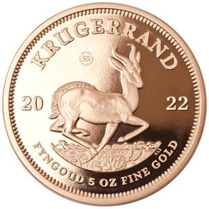 South Africa / Gold Five Ounces 2022 Krugerrand - reverse photo