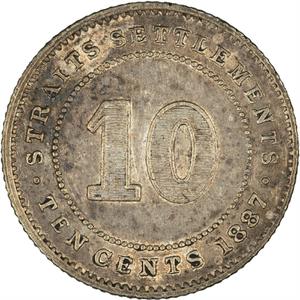 Straits Settlements / Ten Cents 1887 - reverse photo