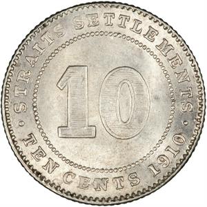 Straits Settlements / Ten Cents 1910 - reverse photo