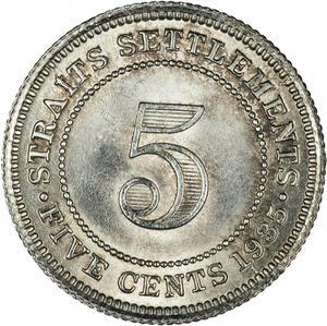 Straits Settlements / Five Cents 1935 - reverse photo