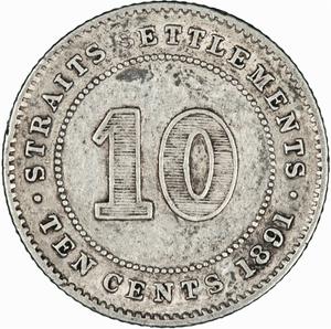 Straits Settlements / Ten Cents 1891 - reverse photo