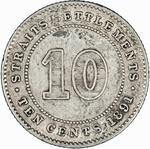 Ten Cents 1891: Photo Coin, Straits Settlements, Ten Cents 1891 / thumbnail