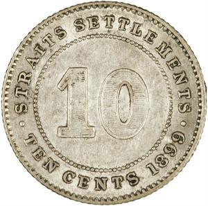 Straits Settlements / Ten Cents 1899 - reverse photo