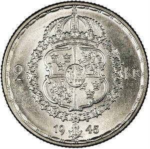 Sweden / Two Kronor 1945 - reverse photo