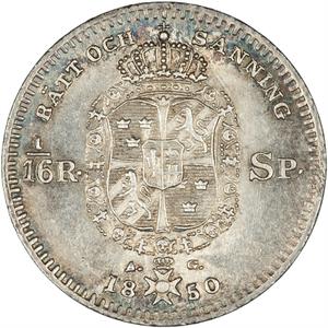 Sweden / One-sixteenth Rigsdaler 1850 - reverse photo