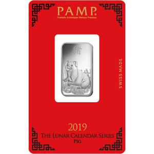 Switzerland / Silver Ten Grams Bar 2019 Year of the Pig - reverse photo