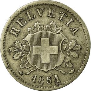 Switzerland / Ten Centimes (Rappen) 1851 - obverse photo