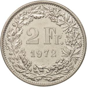 Switzerland / Two Francs 1972 - reverse photo