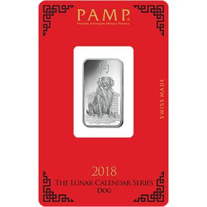 Switzerland / Silver Ten Grams Bar 2018 Year of the Dog - reverse photo