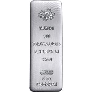 Switzerland / Silver One Hundred Ounces Bar - PAMP - reverse photo