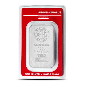 Switzerland / Silver One Hundred Grams Bar - Argor-Heraeus - reverse photo