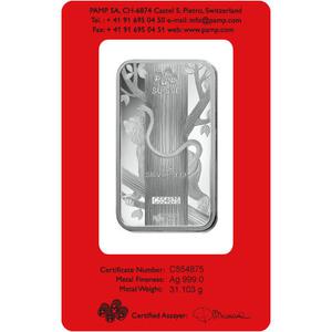 Switzerland / Silver Ounce Bar 2016 Year of the Monkey - obverse photo