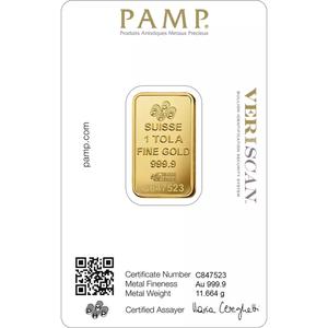 Switzerland / Gold Tola Bar - PAMP - reverse photo
