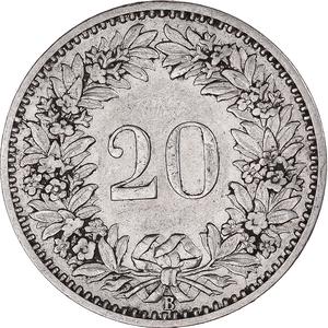 Switzerland / Twenty Centimes (Rappen) 1894 - reverse photo