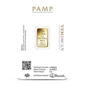 Switzerland / Gold Five Grams Bar - PAMP Fortuna - obverse photo
