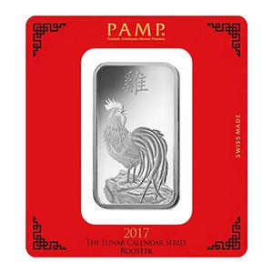 Switzerland / Silver One Hundred Grams Bar 2017 Year of the Rooster - reverse photo