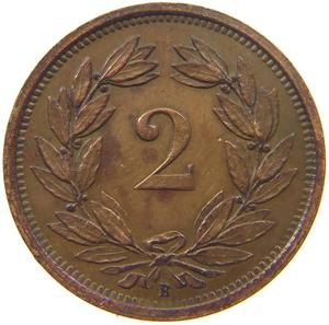 Switzerland / Two Centimes (Rappen) 1919 - reverse photo