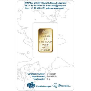Switzerland / Gold Five Grams Bar - PAMP - obverse photo