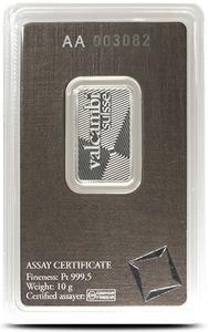 Switzerland / Platinum Ten Grams Bar - Valcambi - obverse photo