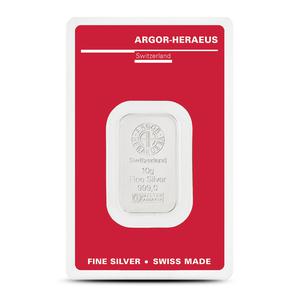 Switzerland / Silver Ten Grams Bar - Argor-Heraeus - reverse photo