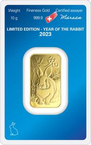 Switzerland / Gold Ten Grams 2023 Year of the Rabbit - Argor Heraeus - reverse photo