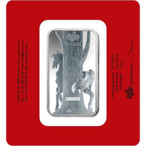 Switzerland / Silver One Hundred Grams Bar 2014 Year of the Horse - obverse photo
