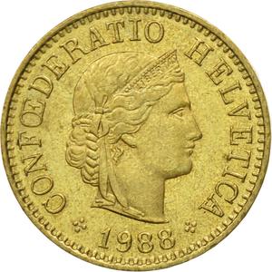 Switzerland / Five Centimes (Rappen) 1988 - obverse photo