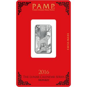 Switzerland / Silver Ten Grams Bar 2016 Year of the Monkey - reverse photo