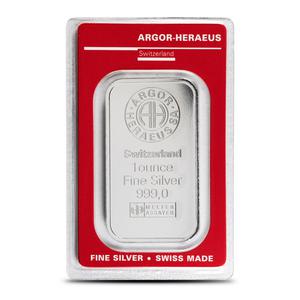 Switzerland / Silver Ounce Bar - Argor-Heraeus - reverse photo
