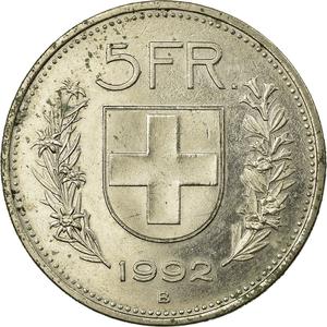 Switzerland / Five Francs 1992 - reverse photo