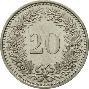 Switzerland / Twenty Centimes (Rappen) 1991 - reverse photo