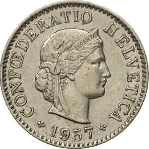 Switzerland / Five Centimes (Rappen) 1957 - obverse photo