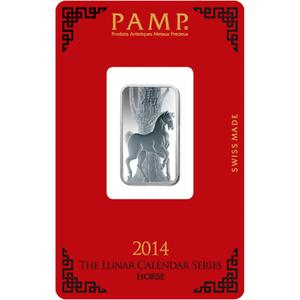Switzerland / Silver Ten Grams Bar 2014 Year of the Horse - reverse photo