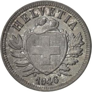 Switzerland / Two Centimes (Rappen), Hutter Design, Zinc - obverse photo