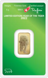 Switzerland / Gold Five Grams 2022 Argor Heraeus Year of the Tiger - reverse photo