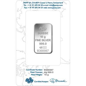 Switzerland / Silver Ten Grams Bar - PAMP Fortuna - obverse photo